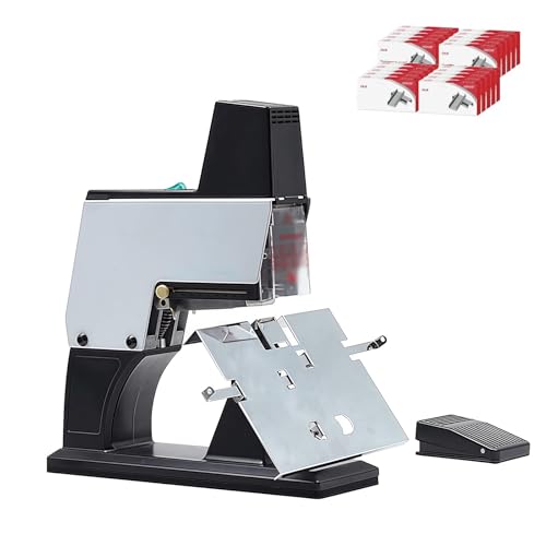DOJOEUU Encuadernadora Automática de Sobremesa Grapadora Eléctrica de Escritorio con Pedal y 20 Cajas