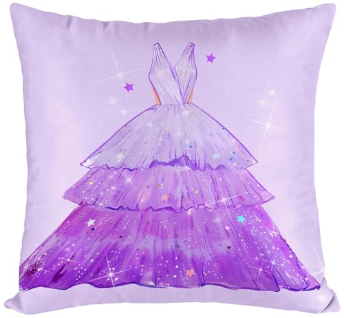 Kokaaee Pillow Cover Case Ideas for Women Girls Friends Music Fan Merch Merchandise Cute Throw Pillowcase 18 X 18 inch (Purple Dress)