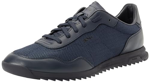 Image of BOSS Men's Zayn Low Profile Suede Leather Two Tone Sneaker