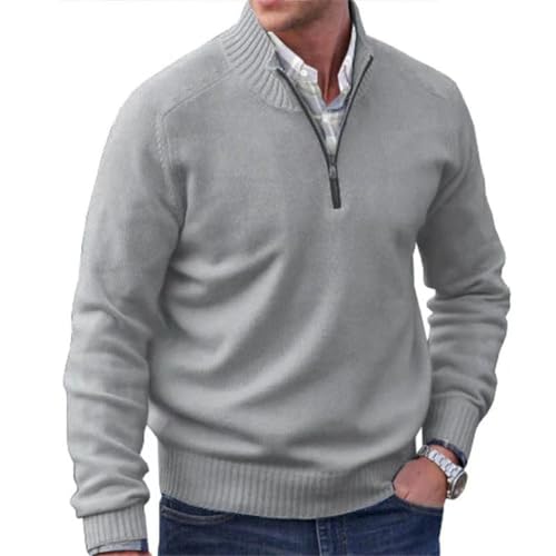 Mens Quarter Zip Pullover Slim Fit Lightweight Knit Pullover Sweaters, Slim Fit Mock Neck Pullover Polo Sweaters2