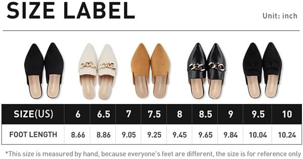 Mules for Women Flats Pointed Toe Slip On Slides Loafer Shoes - Image 6