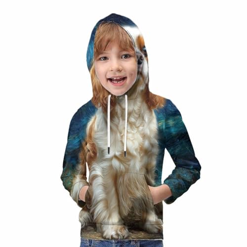 Sweat à capuche fille imprimé épagneul pour le collège