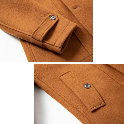 Image of INVACHI Men's Wool Blend Coat Warm Winter Trench Coat with Detachable Soft Scarf Single Breasted Pea Coat