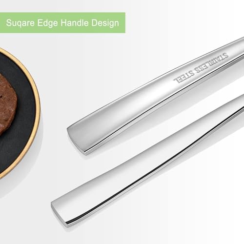 Silverware Set for 4, 20-Piece Stainless Steel Flatware Cutlery Set, Square Edge Kitchen Utensil Include Knives/Forks/Spoons, Tableware for Home/Hotel, Mirror Polished Dishwasher Safe