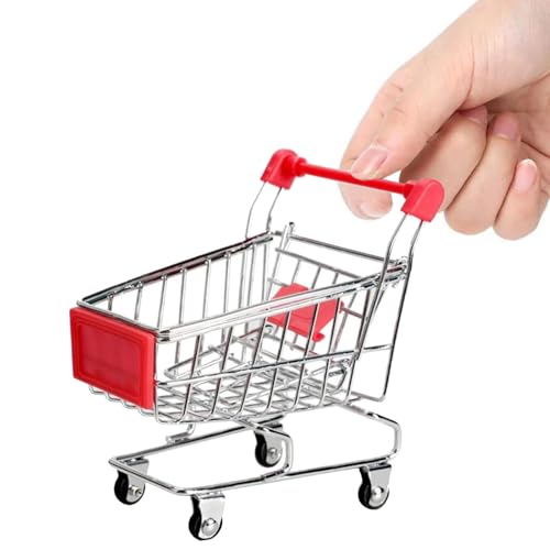 kxkxvovo Mini Shopping Cart Red Durable Perfect for Role Play Storage and Decor