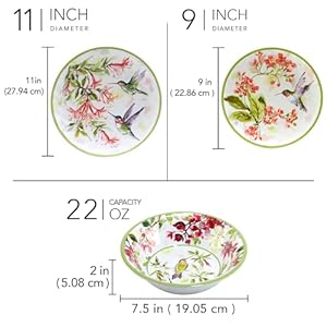 Certified international hummingbirds melamine 12 pc dinnerware set service for 4 multicolor  urban country home decor