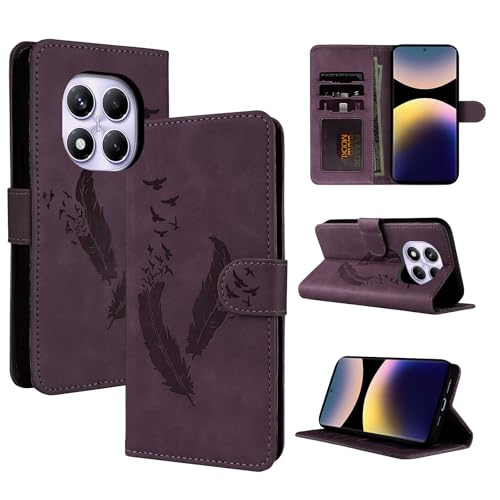 CASAFUNY Funda para Xiaomi Redmi Note 14 Pro 4G Cover con Cierre Magnetica Tapa de Cuero PU Protectora Ranuras Tarjetas Carcasa para Xiaomi Redmi Note 14 Pro 4G, Rojo