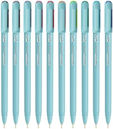 Hauser XO Multicolor Ball Pen Wallet Pack | Multi-Use Pen for Coloring, Doodling, Mandala, Writing | Minimalistic Aesthetic Looks with Pastel Body | Multicolor Ink, Set Of 10