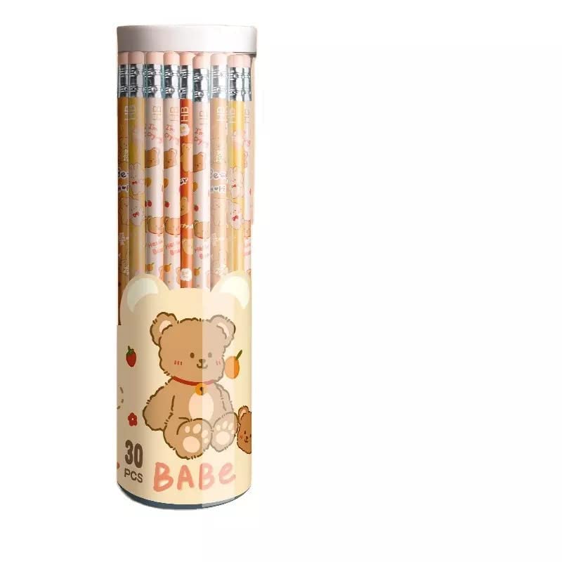 Shivaaro 30pcs/Roll Raw Wood Pencils Cute graphite pencils HB Pencil pencil with Eraser set pack of 30 picese Pencil Top Eraser (Multicolor)