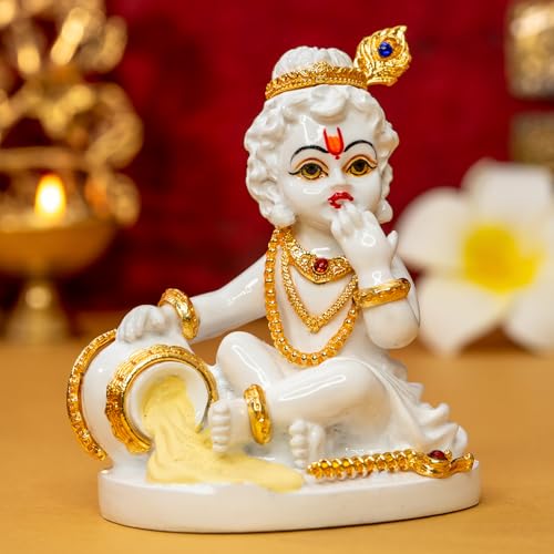 Image of Ekhasa Bal Gopal Murti (8.5 cm) | Laddu Gopal Murti for Pooja Room | Resin Baby Krishna Idol for Home | Bal Krishna Idol | Sri Krishna Idols Gift | Makan Chor Idol