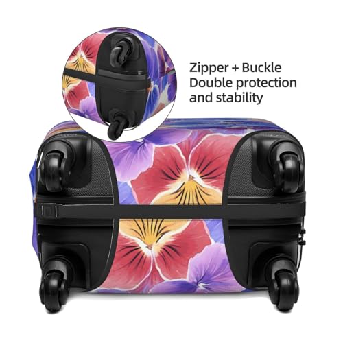 Pansy Flower Elastic Travel Luggage Cover, Washable Spandex Suitcase Protector, Anti-Scratch Fits 18-32 Inch4