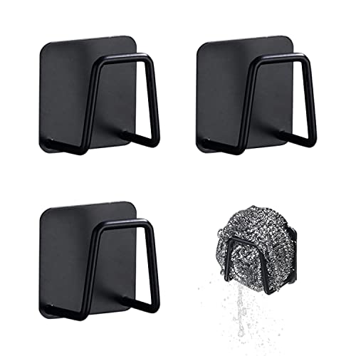 PFLYPF 3 pièces porte-éponge durable et étanche porte-éponge universel pour cuisine noir acier inoxydable porte-éponge accessoires de cuisine