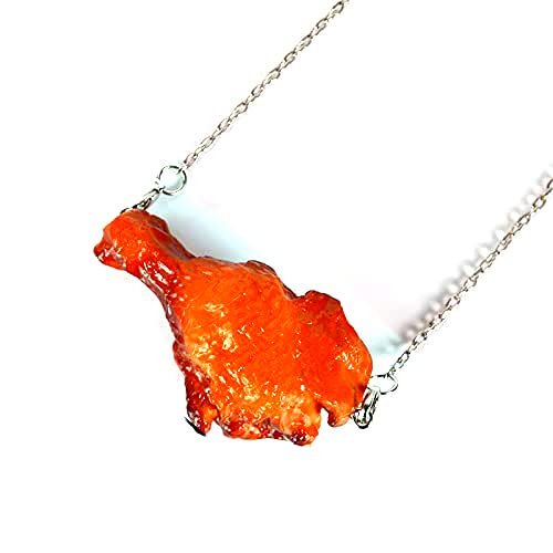 COLORFUL BLING Simulation Fried Chicken Pendant Necklace Lovely Funny handmade Imitation Food Chicken Legs Wings Necklace Keychain Resin Creative