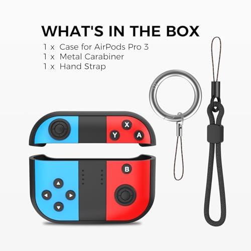 Image of TRONWIN for AirPods Pro 3 Case - 2025 Silicone Cover Gamepad Design Case for Apple AirPods Pro 3rd Generation, Cute Air pod Pro 3 Cover for Men /Women (Blue&Red)