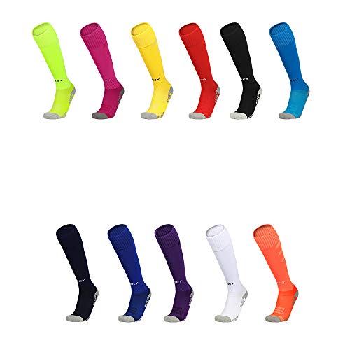 ORKY Soccer Socks for Men Kids Youth, Knee Length Thick Footbed Design, Women Sports Compression Sock (2 Pairs Pack)
