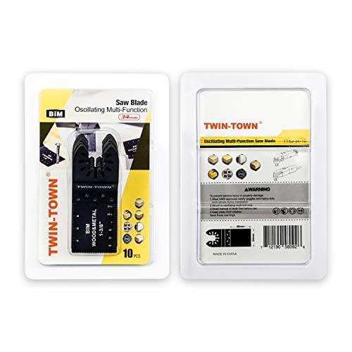 Miniatura 6 de TWIN-TOWN 10 hojas de sierra oscilantes bimetálicas de madera y metal de liberación rápida para Fein Multimaster, Porter Cable, Black&Decker, Bosch