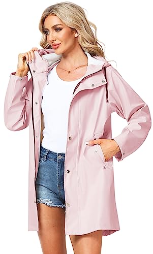 UNIQUEBELLA Chubasquero Impermeable Mujer Chubasquero Mujer Chaqueta Cortaviento con Capucha Chaqueta Impermeable Ligera para Exteriores Impermeable Impermeable para Cercanías Chubasquero