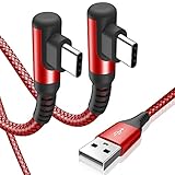 USB Type C ケーブル L字【2本セット 3m】Sweguard USB-C to USB-A けーぶる【PD& QC3.0対応 3.1A急速充電】タイプc 充電ケーブル iPhone 17 16 15 Pro Max,アイホン15 16 17,Samsung Galaxy S24 S23 S22 S10 S25,Sony,Huawei,Pixel、usb c機器と互換性があり(赤)