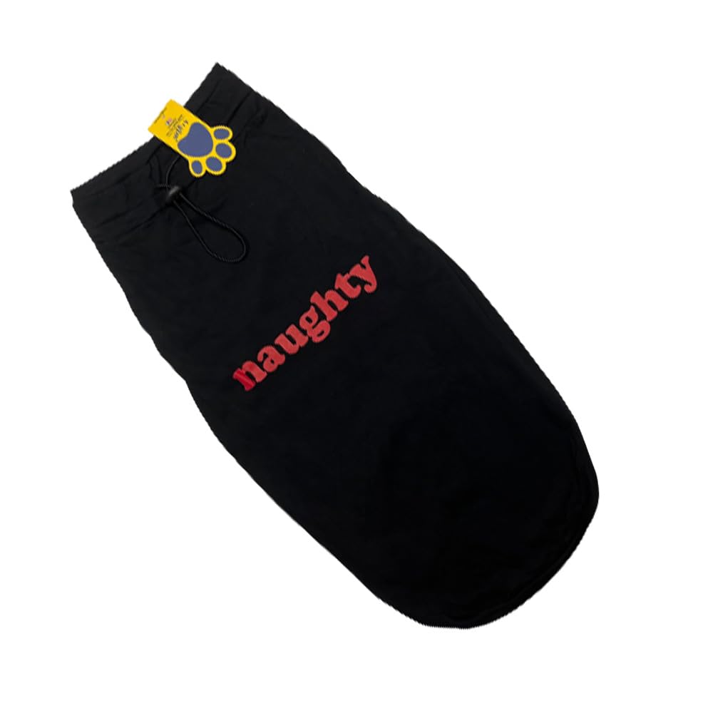 A+a PetsA+A Pets Graphic Printed Naughty Premium Tshirt | for Dog, Puppy, and Cat | Round Neck | Breathable Costumes Soft, Light Weight Apparel | 100% Cotton (XL, Black)