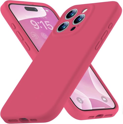 Image of DIZORO Microfiber Square Candy Case Compatible for iPhone 14 PRO, Shockproof Slim Back Cover Liquid Silicone Case (Hibiscus)