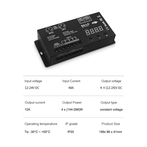 Variateur LED RGBW 4CH 12A décodeur DMX512 contrôleur de bande