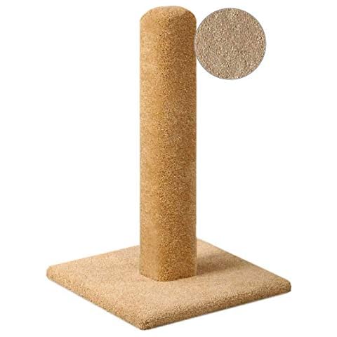 30" Tall Carpet Cat Scratching Post, Made in The USA with Solid Wood Pole, Natural Color Cover