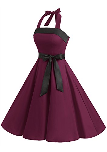 Vintage Dress for Women 1950s Halter Retro Cocktail Dresses Audrey Hepburn Style Rockabilly Swing Dress2
