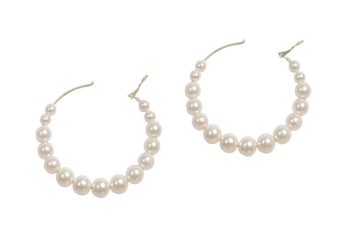 ZION JEWEL Latest Stylish Design Gold Plated Lightweight Round Pearl Hoop Earring for Women | Girl (B0D96WYY8Q) Amazon Price History, Amazon Price Tracker