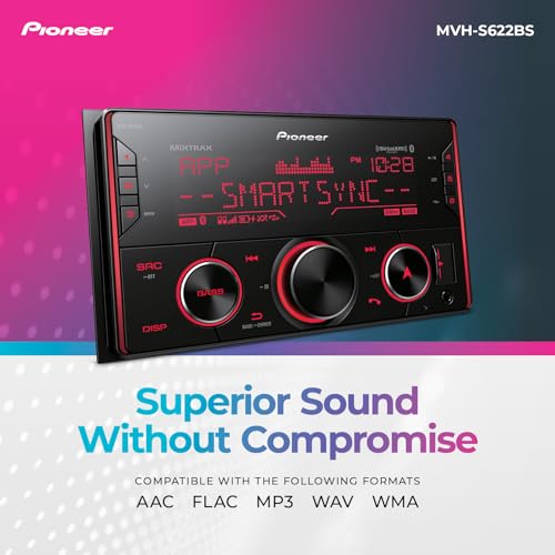 Pioneer MVH-S622BS Double Din Bluetooth Car Stereo with USB/AUX Inputs, Pioneer Smart Sync, and Hands-Free Calling for Enhanced in-Car Audio Experience