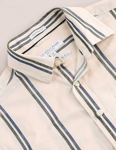 Image of U.S. Polo ASSN. Striped Regular Fit Cotton Shirts for Men - Full Sleeve Mens Casual Shirts