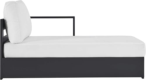 Miniatura 4 de Modway Tahoe - Tumbona de aluminio con recubrimiento en polvo para exteriores en gris y blanco con cojines resistentes a la intemperie, tumbona