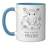 Ron's Gone Wrong B-Bot How To Be My Friend Ceramic Mug, Blue/White
