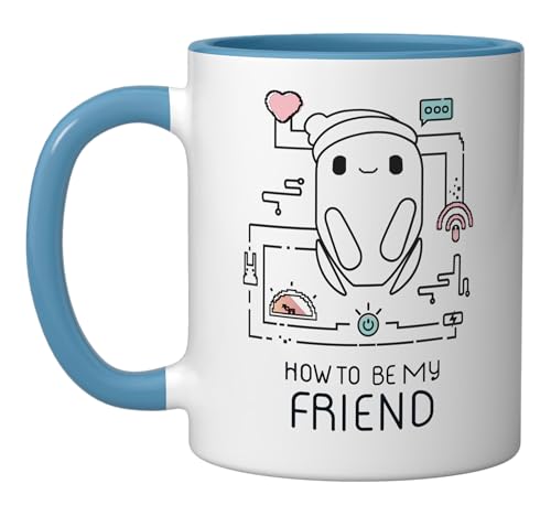 Ron's Gone Wrong B-Bot How To Be My Friend Ceramic Mug, Blue/White