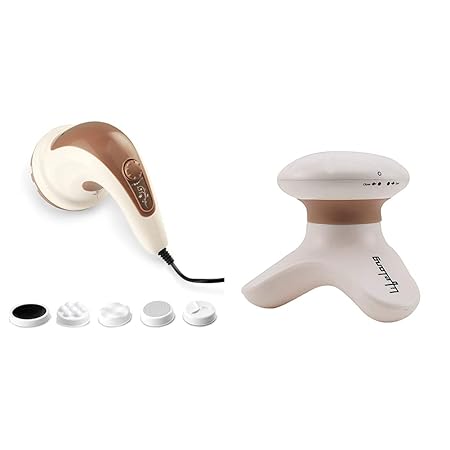Lifelong LLM27 Electric Handheld Full Body Massager (Brown) & Lifelong LLM09 Mini Head and Body Massager (Brown)