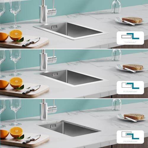Fregadero de acero inoxidable 304 pequeño de 25 x 40 cm rectangular para cocina 6