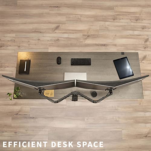 Image of VIVO Full Motion Dual Monitor Desk Mount Clamp VESA Stand with Double Center Arm Joint | Fits 13 inch to 32 inch Screens (STAND-V102D)