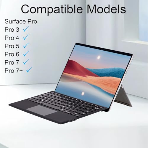 Zoof Type Cover For Microsoft Surface Pro 7 Plus/Pro 7 / Pro 6 / Pro 5 / Pro 4 / Pro 3, 12.3 Inch, Ultra-Slim Wireless Keyboard With Multi Touchpad Bluetooch Tablet Keyboard thumb #1