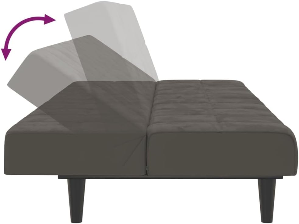 Sofa Bed Dark Grey Velvet (100% Polyester) Living Room Furniture