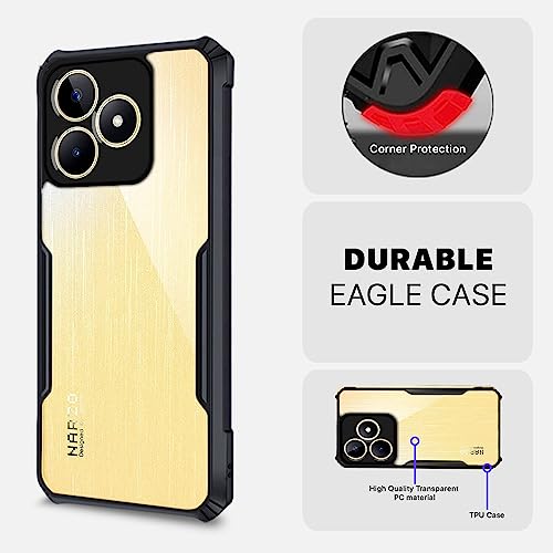 Image of Outlouders Back Cover for Realme Narzo N53 / C53 / N51| Ultra Hybrid Transparent | Full Camera Protection | Raised Edge | Crystal Clear Bumper Case(Black)