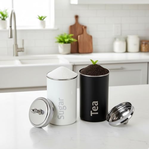 Image of PDDFALCON Stainless Steel Utsaav Canister | Ideal Gifting Set | Set of 2 Multipurpose Kitchen Canisters for Tea & Sugar (750 ml Each) | BIS Certified & Proudly Made in India