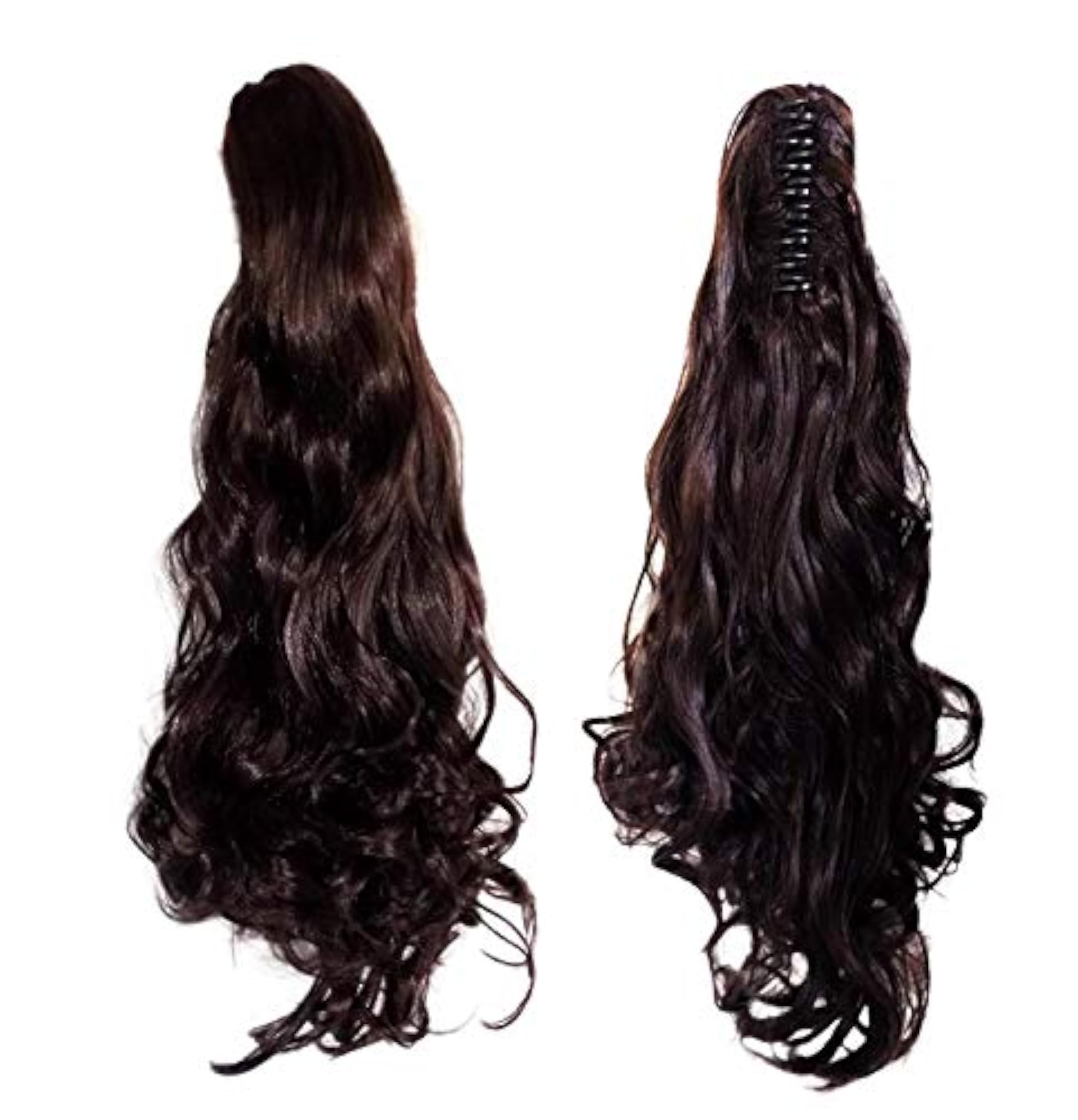 Women's Natural Shiny Long Curly Clip Drawstring Ponytail Extension