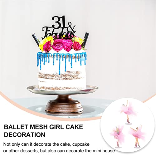 NUOBESTY 3 Pcs Ballet Meninas Cupcake Toppers Rosa Dançando Figurine para Menina Aniversário Festa d