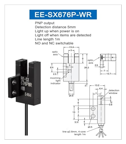 Capteur de proximité EE-SX674 résistant aux vibrations avec câble 1m