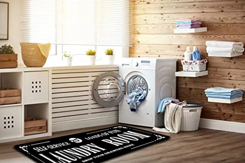 Laundry Room Rug Anti-Slip Floor Mats Farmhouse Large Laundry Rugs For Laundry Room Mat Washer And Dryer Carpet Laundry Room Decor 20X59Inch(Black1) #TOP6