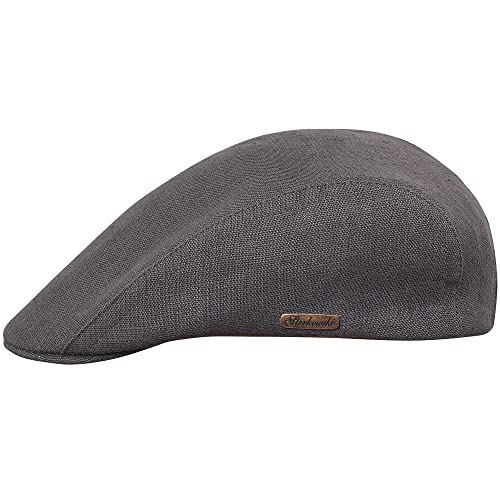 Sterkowski Gecko Bonnet coulissant 100 % lin Super léger d'été avec bande de sueur en coton, gris moyen, 57 cm Cover