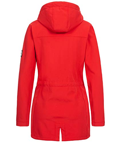 Rock Creek Damen Softshell Jacke Mantel Outdoor-Mantel Damenmantel Softshellmantel Winterjacke Wasserabweisend Kapuze Übergang D-423 Rot 5XL
