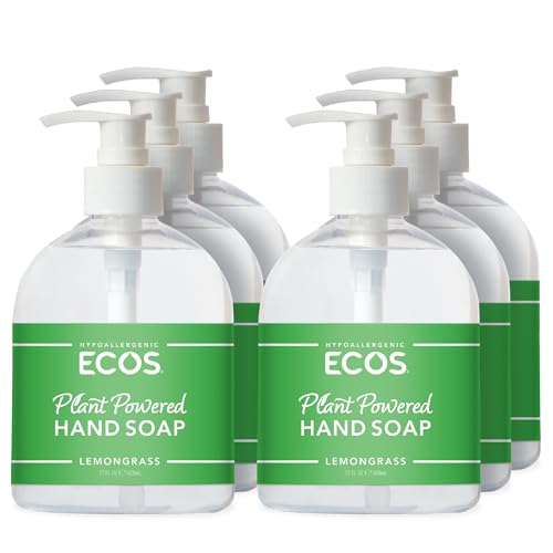 ECOS Hypoallergenic Hand Soap - Plants Based Hand Soap - Safe for Sensitive Skin - Lemongrass - 17 oz Bottle (6 pack) by ECOS - Used condition - US$30.06