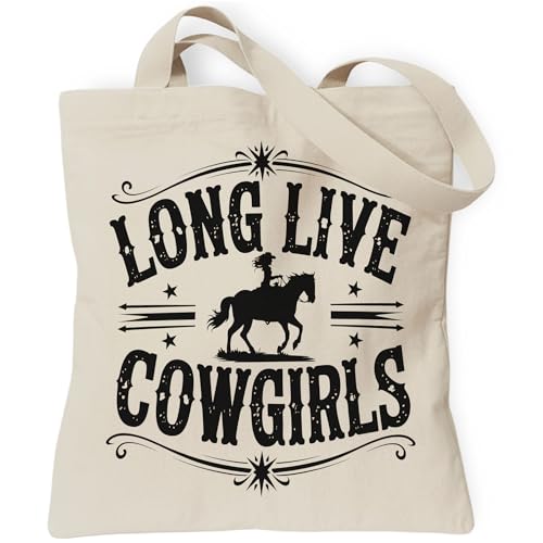 TOTEUSVIA Long Live Cowgirls Gifts Tote Bag, Western Canvas Bags for Women, Shopping Bag