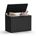 Mars Villa 45 Gallon Outdoor Storage Box, Resin Deck Box Waterproof, Storage Chest for Outside Patio Furniture Cushions, Pool Supplies, Garden Tools, UV Resistant and Weatherproof, Black