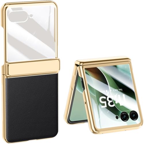 Case for Motorola Moto Razr 60 Ultra Folding Screen Mobile Phone. Hinge, Leather Cover Shell for Moto Razr60 Ultra Cell-Phone -Black